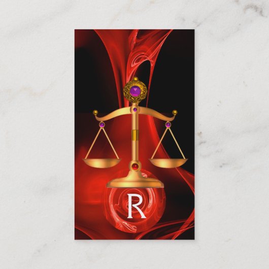 法のはかりで測金ゴールド、黒い赤いフラクタルバラモノグラム 名刺 (裏面)