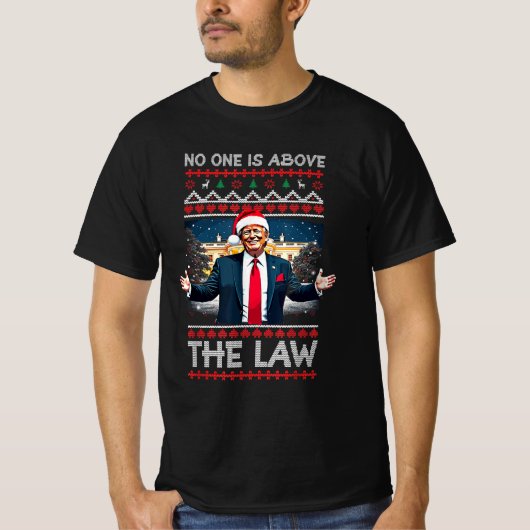 法の上に誰もいないクリスマスバイデン氏トおもしろいランプ Tシャツ (正面)