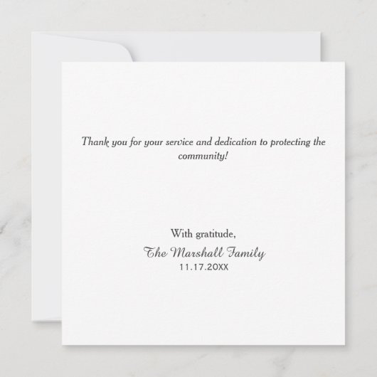 法の執行の紋章学のバッジ サンキューカード (裏面)