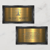 法の裁はかりで測判 |アンティーク枠 |メタリック金ゴールド 名刺 (正面/裏面)