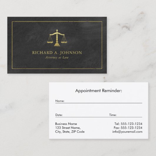 法はかりで測務弁護士金ゴールドアポイントメント 予約カード (正面/裏面)