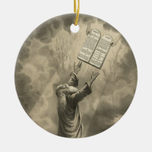 法を受け入れるモーセ十戒 セラミックオーナメント (正面)