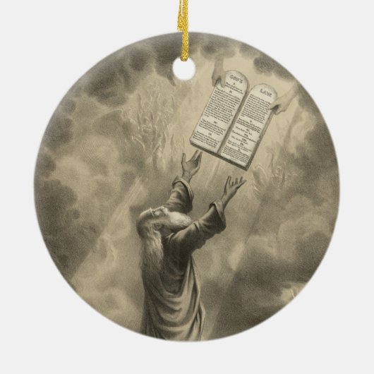 法を受け入れるモーセ十戒 セラミックオーナメント (裏面)