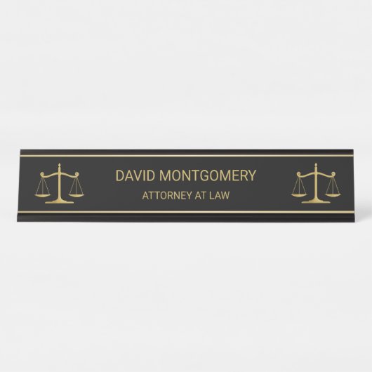 法エレガントはかりで測事務弁護士ブラック デスクネームプレート (正面)