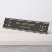 法エレガントはかりで測事務弁護士ブラック デスクネームプレート (正面)