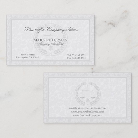 法シンプル律上の単色及びダマスク弁護士 名刺 (正面/裏面)