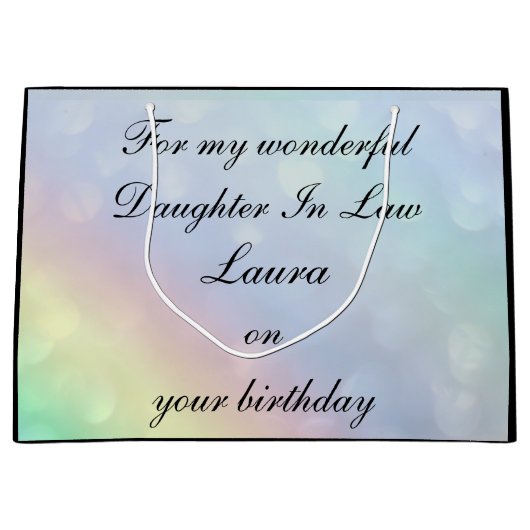 法パーソナライズされたの娘誕生日 ラージペーパーバッグ (正面)