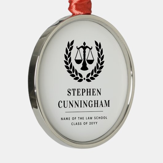 法パーソナライズされたモダン科卒業 メタルオーナメント (右)