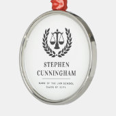 法パーソナライズされたモダン科卒業 メタルオーナメント (左)