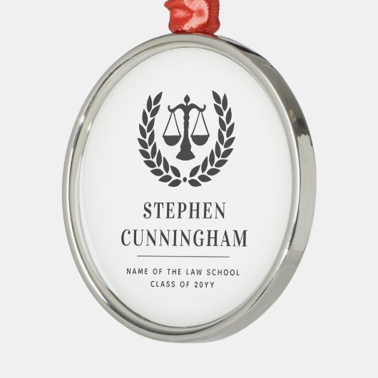 法パーソナライズされたモダン科卒業 メタルオーナメント (左)