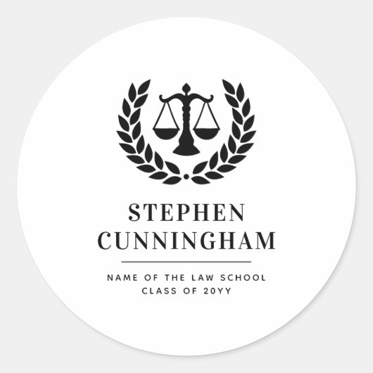 法パーソナライズされたモダン科卒業 ラウンドシール (正面)