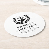 法パーソナライズされたモダン科卒業 ラウンドペーパーコースター (アングル)