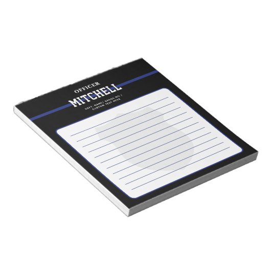 法パーソナライズされた執行の警察官が並んだ ノートパッド (アングル)