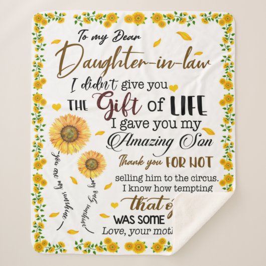 法パーソナライズされた律の娘への手紙 シェルパブランケット (正面)