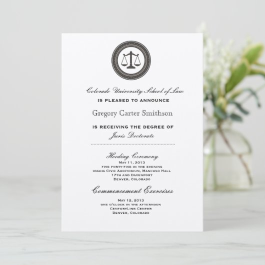 法パーソナライズされた科卒業発表 招待状 (スタンド正面)