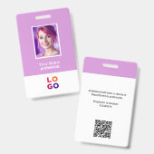 法人ロゴ, 写真, QRコード, 名前ID バッジ (正面&裏面)