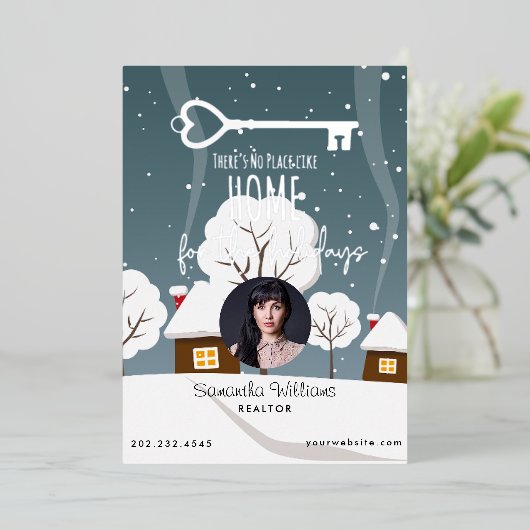 法人不動産エージェントのホリデーポストカード 箔シーズンカード (立ち正面)