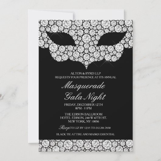 法人企業の仮面舞踏会のお祭りの招待状 招待状 (正面)