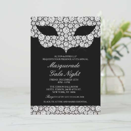 法人企業の仮面舞踏会のお祭りの招待状 招待状 (スタンド正面)