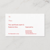 法人企業の素朴なクリスマスのプレゼントの証明書 割引カード (裏面)