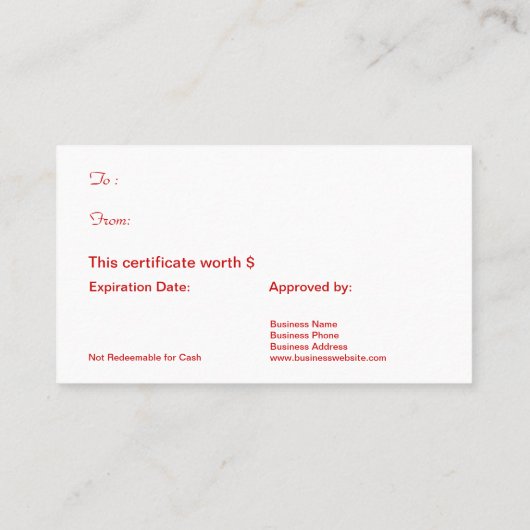 法人企業の素朴なクリスマスのプレゼントの証明書 割引カード (裏面)