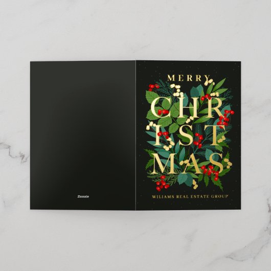 法人向けクリスマスメッセージ ゴールド 箔シーズンカード (外側レイダウン)