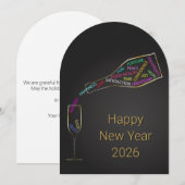 法人向け エレガントな2026年の新年ボトル モチベーション シーズンカード (正面/裏面)