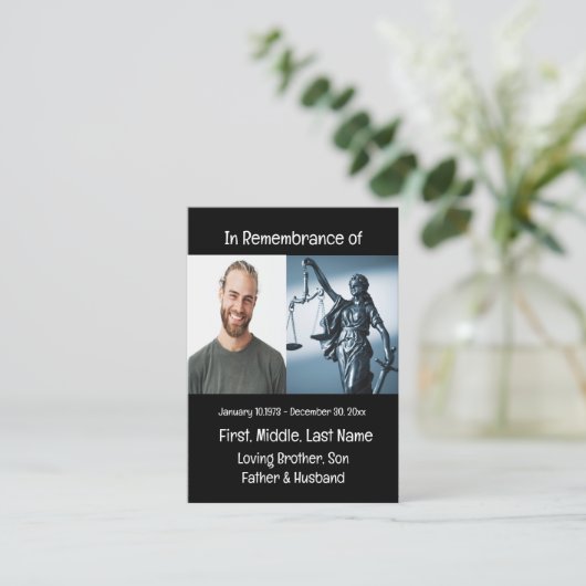 法典はかりで測形記念 名刺 (スタンド正面)