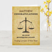 法分野賞受賞者おめでとうございます、個人 カード (黄色い花)