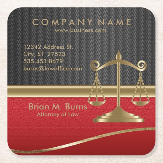 法則正義のはかりで測||カスタマイズ可能 スクエアペーパーコースター (正面)