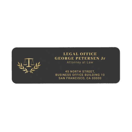 法務はかりで測金ゴールド弁護士差出人住所 ラベル (正面)