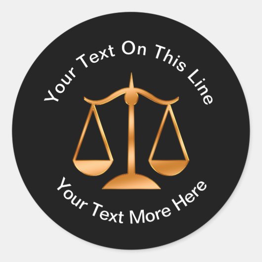 法務オフィス弁護士の宣伝ステッカーラベル ラウンドシール (正面)