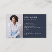 法務モダン弁護士写真海軍クリーム 名刺 (裏面)