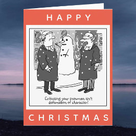 法務弁護士と雪だるまの漫画 ハッピー クリスマス カード
