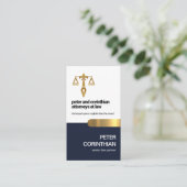 法務弁護士の青い層の金ゴールドはかりで測タブ 名刺 (スタンド正面)