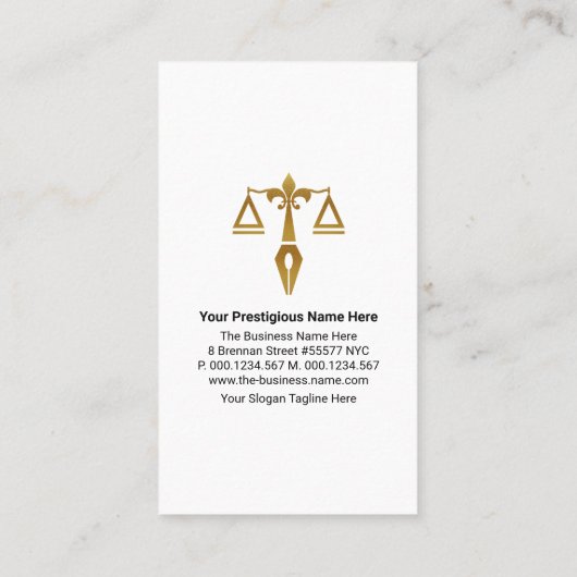 法務弁護士の青い層の金ゴールドはかりで測タブ 名刺 (裏面)