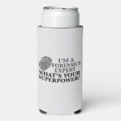 法医学おもしろい専門家の法医学の指紋グレー スリム缶クーラー (Seltzer裏面)