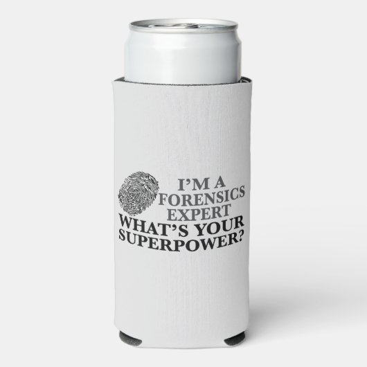 法医学おもしろい専門家の法医学の指紋グレー スリム缶クーラー (Seltzer裏面)