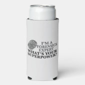 法医学おもしろい専門家の法医学の指紋グレー スリム缶クーラー (Seltzer正面)