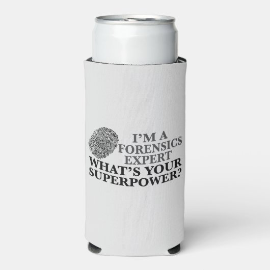 法医学おもしろい専門家の法医学の指紋グレー スリム缶クーラー (Seltzer正面)