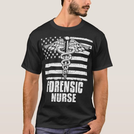 法医学ナース米国国旗 Tシャツ (正面)
