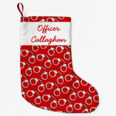 法執行おもしろい手錠パターン(の模様が)ある スモールクリスマスストッキング (正面)