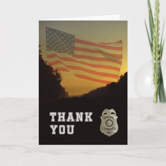 法執行アメリカ国旗の盾ありがとう サンキューカード (正面)