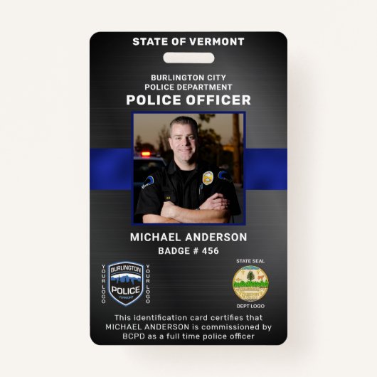 法執行写真パーソナライズされた警察IDカード バッジ (正面)