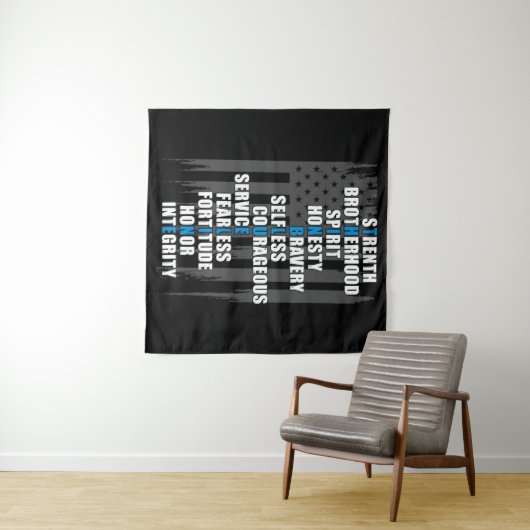 法執行国旗警察の感謝 タペストリー (インサイチュ(横))