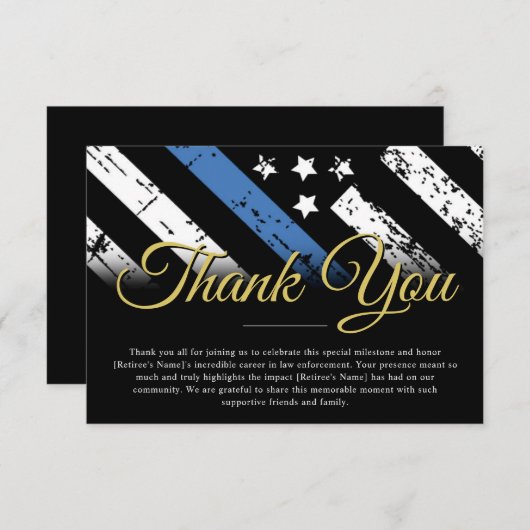 法執行官警察退職パーティー サンキューカード (正面/裏面)