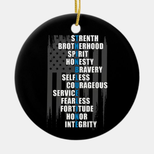 法執行旗の警察感謝 セラミックオーナメント (正面)