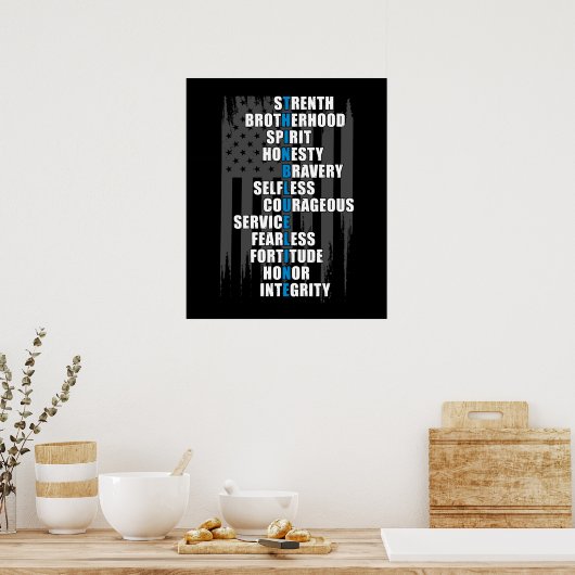 法執行旗の警察感謝 ポスター (キッチン)