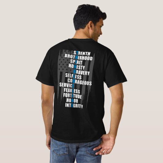 法執行旗の警察感謝 Tシャツ (裏面フル)