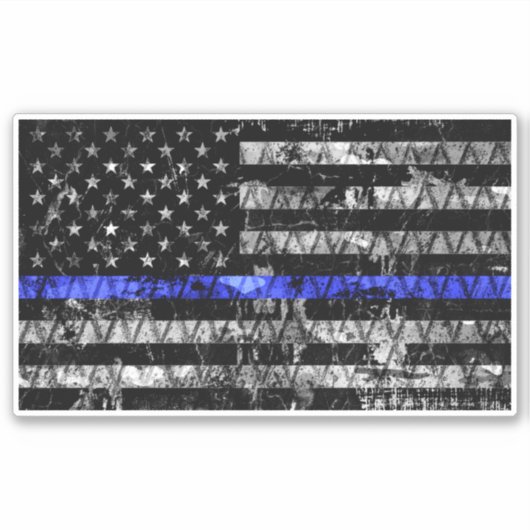 法執行機関の細い青い線フラグ シール (正面)